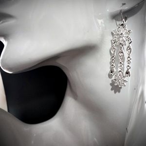 Sparkling Crystal & Silvertone Earrings
